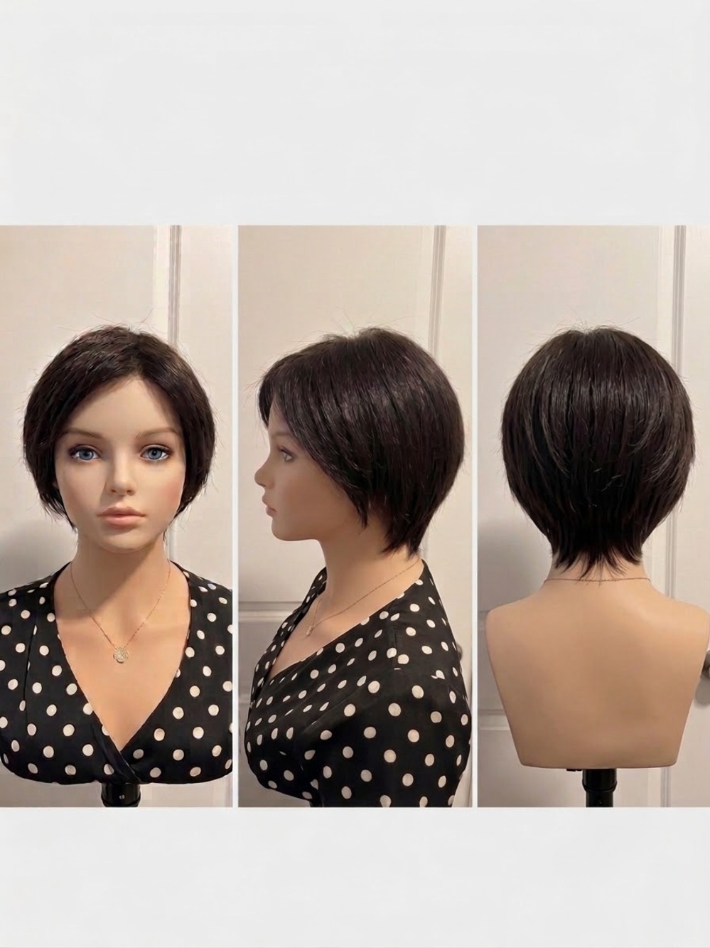 Short Layered Women's Wig in Dark Brown 100% human hair like new